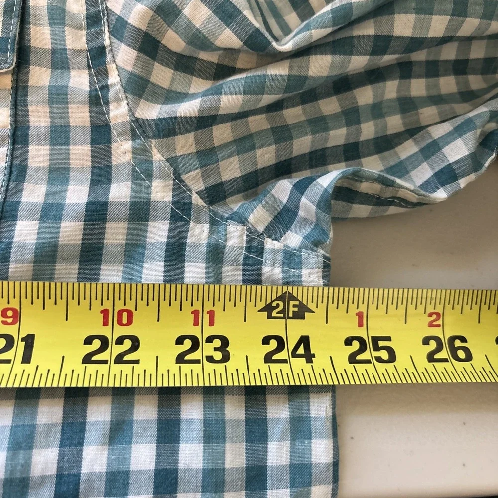 Mens‎ Levi's Western Shirt XXL Gingham Check Pearl Snap Button Modern Fit Teal
